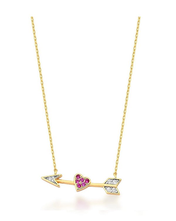 COLAR CORAÇÃO FLECHADO BANHADO A OURO