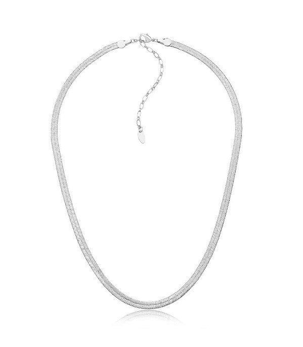 COLAR MALHA LAMINADA 4 MM BANHADO A RÓDIO BRANCO