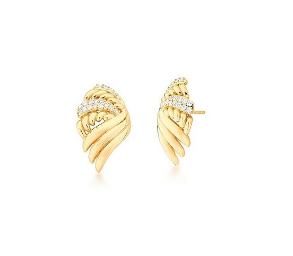 BRINCO ASA COM FILEIRA CRAVEJADA BANHADO A OURO