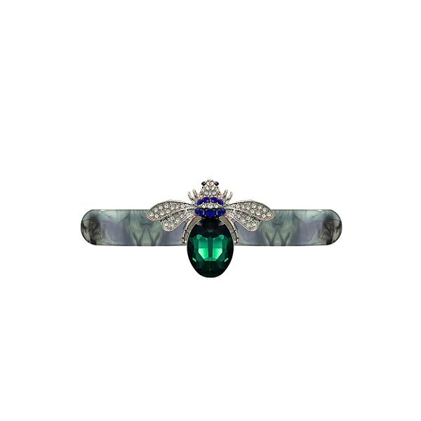PRESILHA ABELHA EM PEDRAS COM BASE VERDE