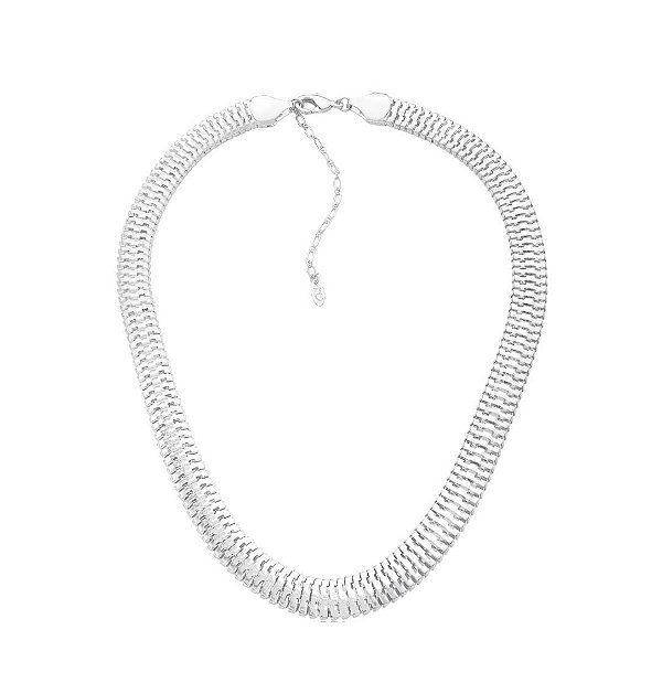 COLAR MALHA LARGA LISA BANHADO A RÓDIO BRANCO