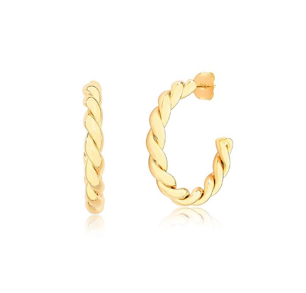 MEIA ARGOLA TORCIDA BANHADA A OURO