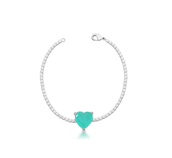 PULSEIRA RIVIERA COM CORAÇÃO TURMALINA FUSION BANHADA A RÓDIO