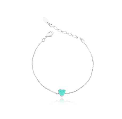 PULSEIRA CORAÇÃO TURMALINA FUSION BANHADA A RÓDIO BRANCO