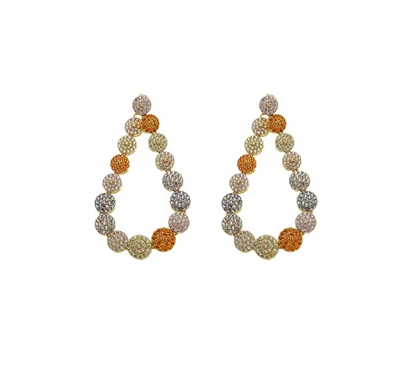 BRINCO ESFERAS CRAVEJADAS COLORIDAS BANHADO A OURO