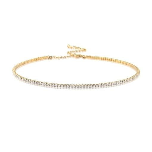 CHOKER RÍGIDA EM ZIRCÔNIAS CRISTAIS BANHADO A OURO