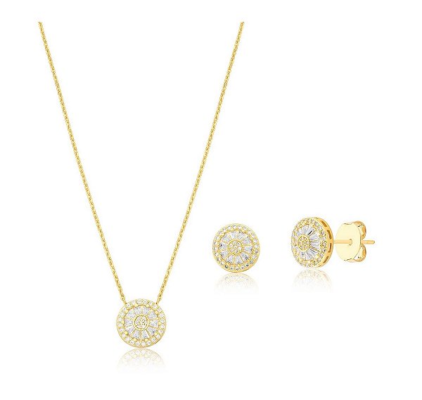 CONJUNTO PIZZA CRAVEJADO BANHADO A OURO