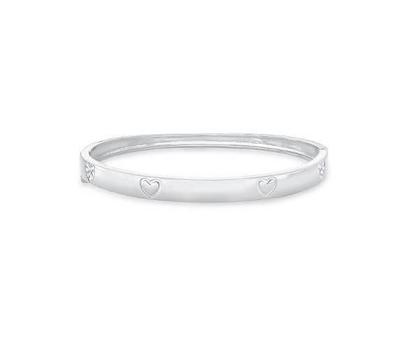 BRACELETE COM CORAÇÕES CRAVEJADOS BANHADO A RÓDIO BRANCO