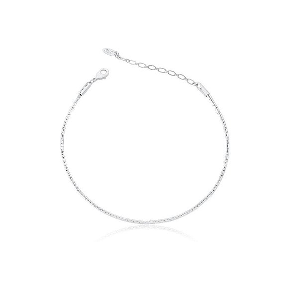 TORNOZELEIRA DIAMANTADA LISA BANHADA A RÓDIO