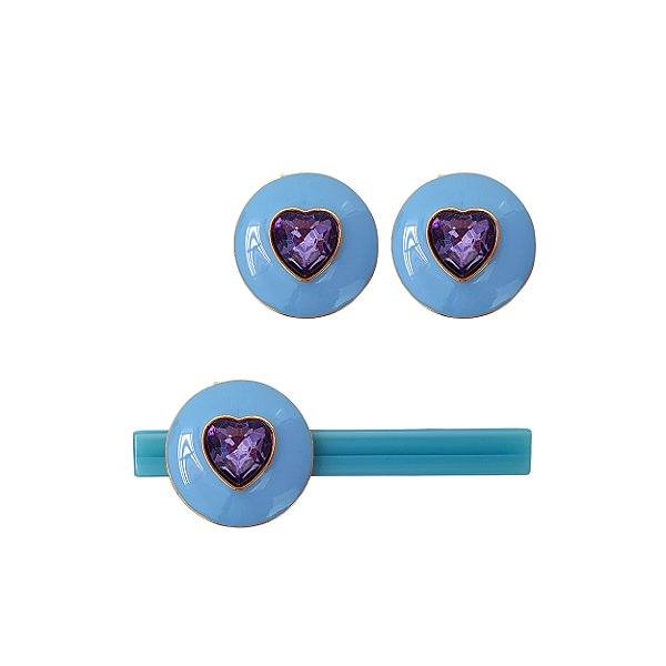 CONJUNTO LOVE AZUL COM AMETISTA ESMALTADO