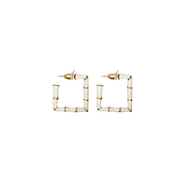 MEIA ARGOLA QUADRADA ESMALTADA BRANCA