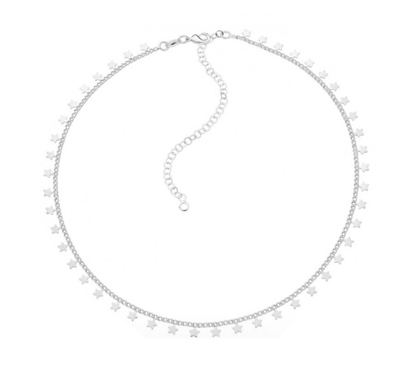 COLAR ESTRELAS LISAS BANHADO A RÓDIO BRANCO