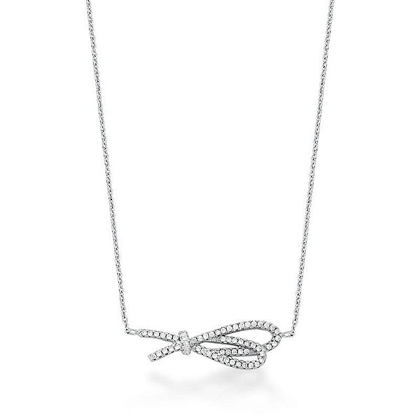 COLAR COM PINGENTE DE LAÇO VAZADO ZIRCÔNIA BANHADA A RÓDIO