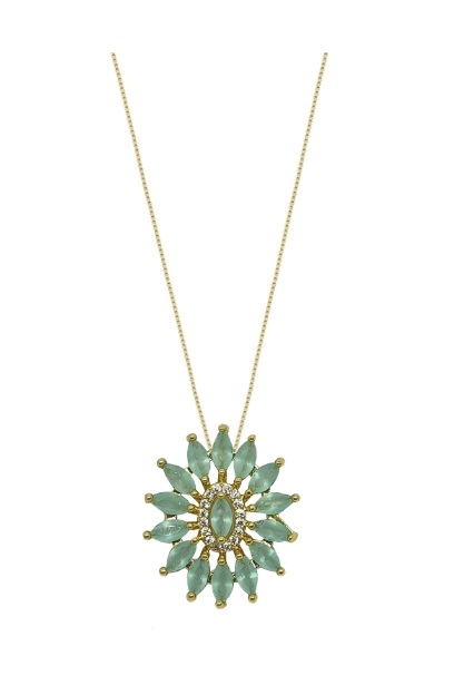 COLAR FLOR EM NAVETES ACQUA BANHADO A OURO
