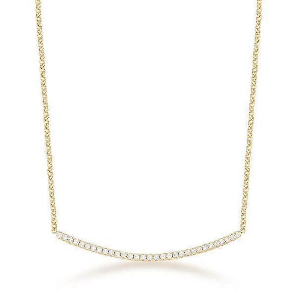 COLAR COM PINGENTE CURVO CRAVEJADO BANHADO A OURO