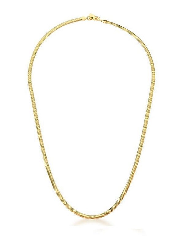 CHOKER EM MALHA LAMINADA 3MM BANHADA A OURO