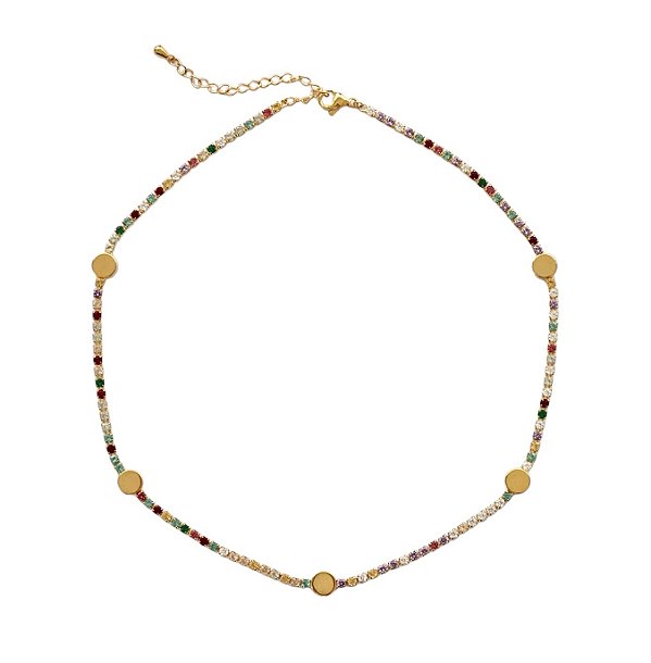 CHOKER RIVIERA COLORIDA COM ESFERAS LISAS BANHADO A OURO