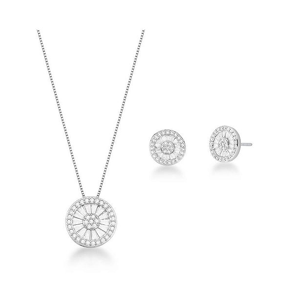 CONJUNTO PIZZA M CRAVEJADO BANHADO A RÓDIO BRANCO