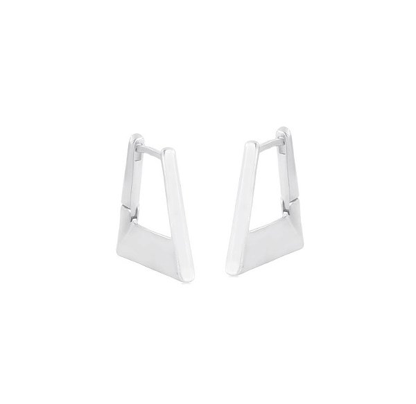 ARGOLA LISA TRIANGULAR ESTREITA BANHADA A RÓDIO BRANCO