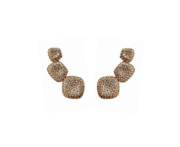 BRINCO EAR CUFF LUXO CRAVEJADO BANHADA A OURO