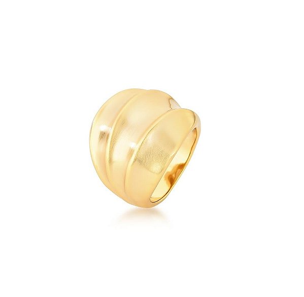 ANEL TEXTURIZADO LISO BANHADO A OURO ACETINADO