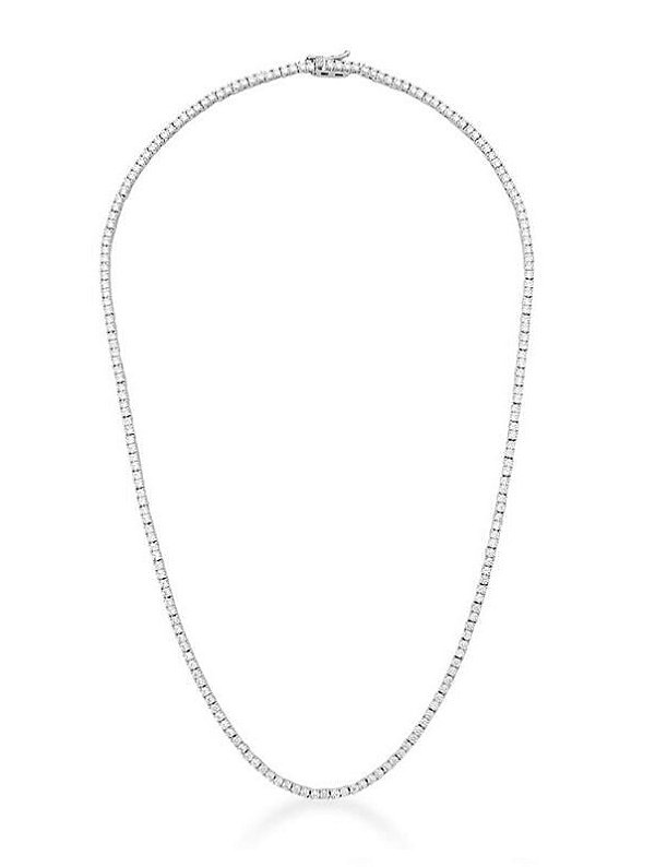 COLAR RIVIERA COM ZIRCÔNIAS CRISTAIS REDONDAS BANHADA A RÓDIO BRANCO