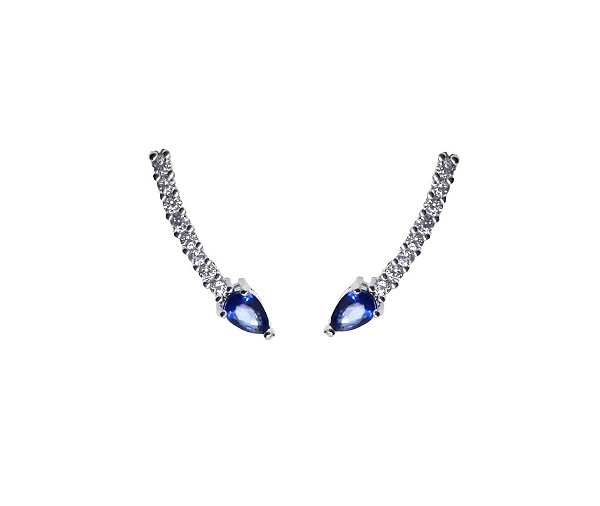 BRINCO EAR CUFF GOTA TOPÁZIO BANHADO A RÓDIO BRANCO
