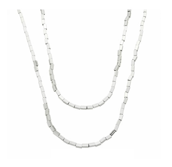 COLAR LONGO CANUTILHO LISO BANHADO A RÓDIO BRANCO