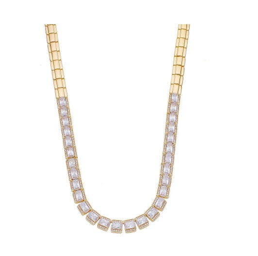 COLAR LUXO ZIRCÔNIAS CRISTAIS BANHADO A OURO