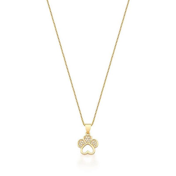 COLAR COM PINGENTE DE PATA CRAVEJADA BANHADO A OURO