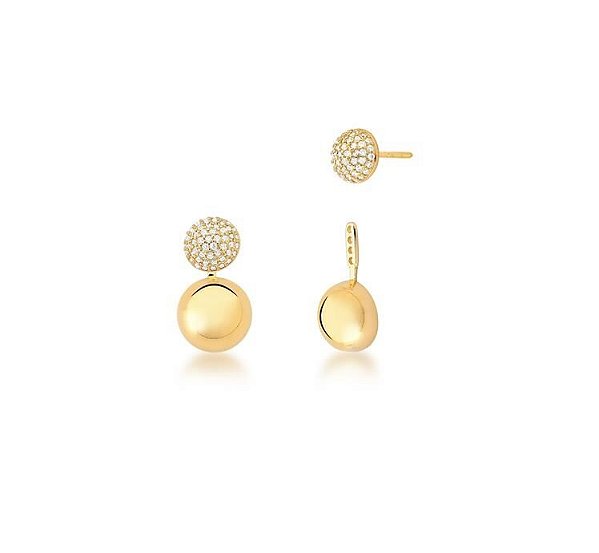 BRINCO EAR JACKET ESFERAS P BANHADO A OURO