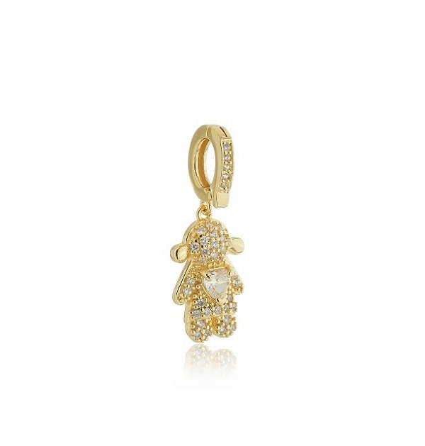 PINGENTE AVULSO MENINA CRISTAL CRAVEJADA BANHADO A OURO