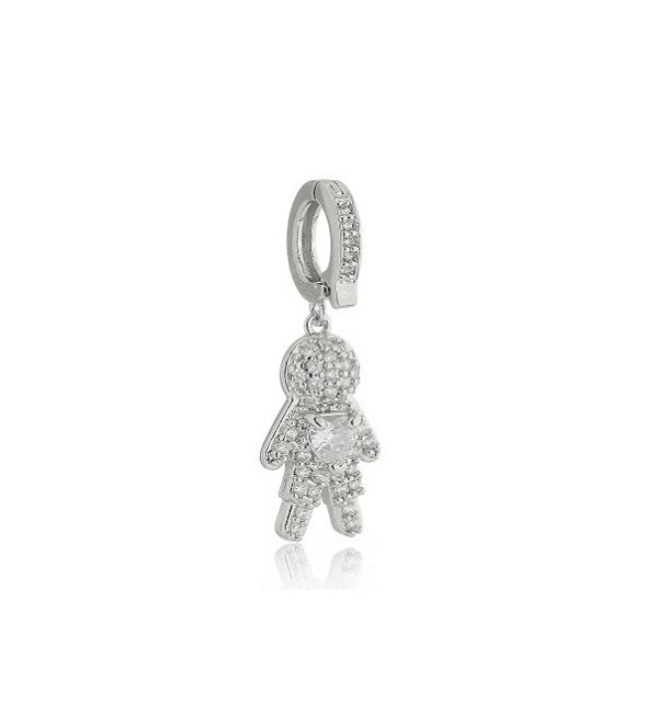 PINGENTE AVULSO MENINO CRISTAL CRAVEJADA BANHADO A RÓDIO BRANCO