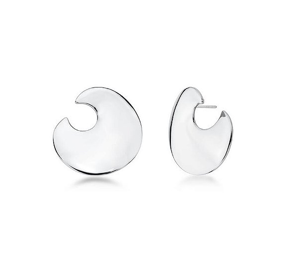 BRINCO REDONDO LISO CURVO BANHADO A RÓDIO BRANCO