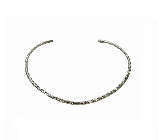 CHOKER ARO TRABALHADO BANHADO A RÓDIO BRANCO