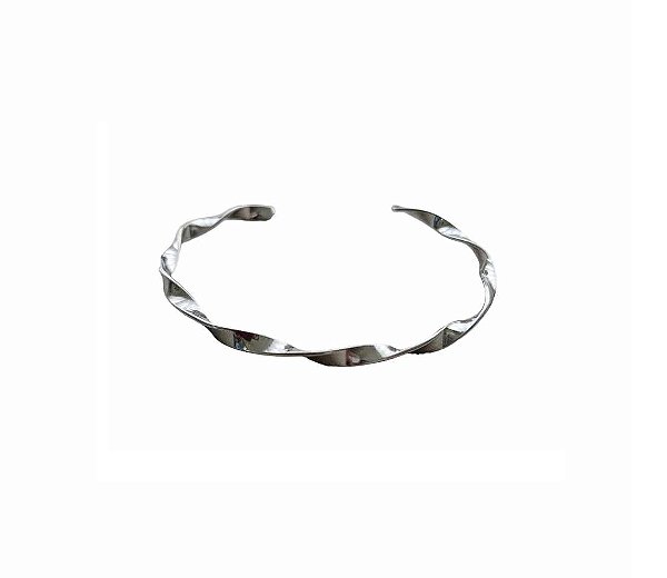 BRACELETE TRANÇADO LISO ESTREITO BANHADO A RÓDIO BRANCO