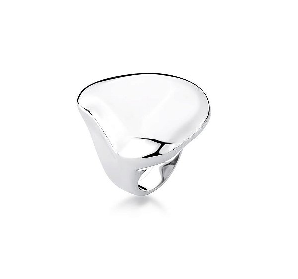 ANEL MAXI GEOMÉTRICO LISO BANHADO A RÓDIO BRANCO