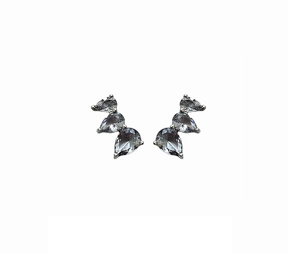 MINI EAR CUFF TRÊS GOTAS FUMÊ BANHADO A RÓDIO BRANCO