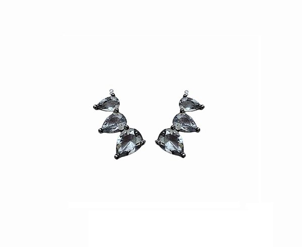 MINI EAR CUFF TRÊS GOTAS FUMÊ BANHADO A RÓDIO NEGRO