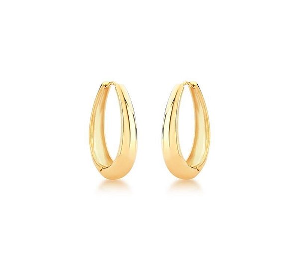 ARGOLA OVAL LISA BANHADO A OURO