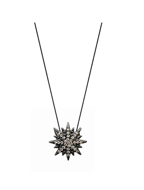 COLAR ESTRELA CRAVEJADA BANHADA A RÓDIO NEGRO