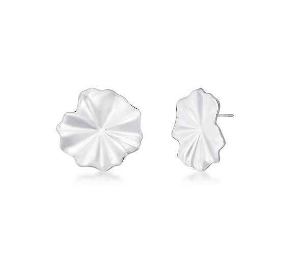 BRINCO FLOR ORGÂNICA LISA BANHADO A RÓDIO BRANCO