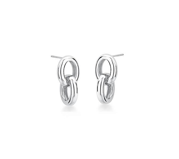 BRINCO ELOS INTERCALADOS LISOS BANHADO A RÓDIO BRANCO