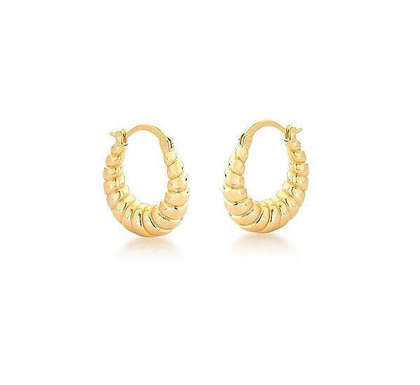 ARGOLA OVAL TRANÇADA BANHADO A OURO