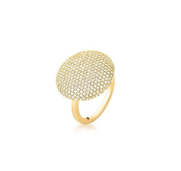 ANEL REDONDO CRAVEJADO BANHADO A OURO