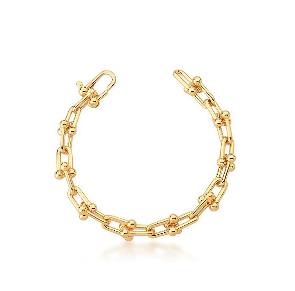 PULSEIRA ELOS THICK LISOS BANHADO A OURO