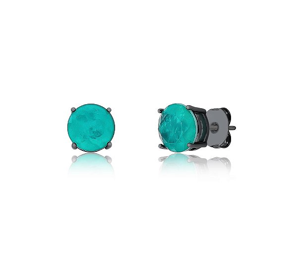 BRINCO REDONDO TURMALINA VERDE FUSION BANHADO A RÓDIO NEGRO