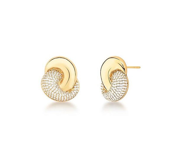 BRINCO DE NÓ LISO E CRAVEJADO BANHADO A OURO