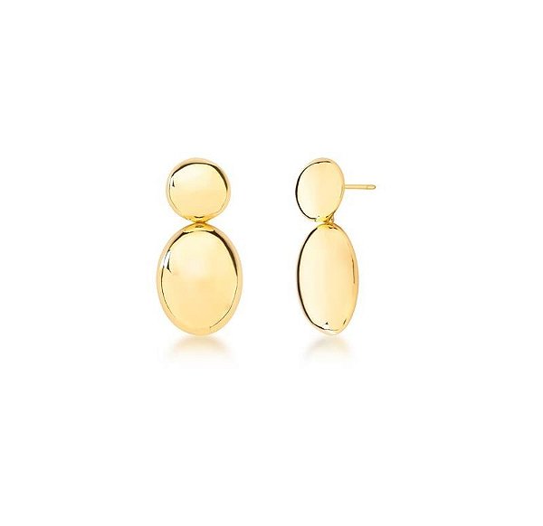 BRINCO COM PÊNDULO OVAL LISO BANHADO A OURO