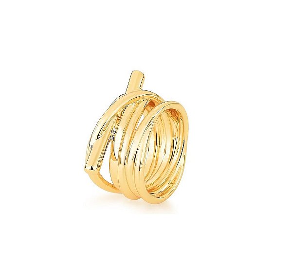 ANEL NÓ TRANÇADO VAZADO LISO BANHADO A OURO